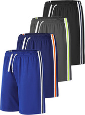 4 Pack Boys Shorts Boys Athletic Basketball Shorts Kids Mesh Quick Dry Active Sp
