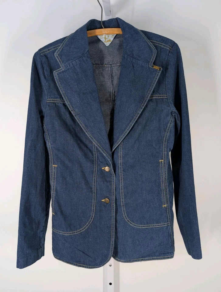 Jaqueta Blazer Índigo Denim Vintage Anos 60 Anos 70 Ms Lee EUA Western 34" Mr Rockabilly - Imagem 3 de 4