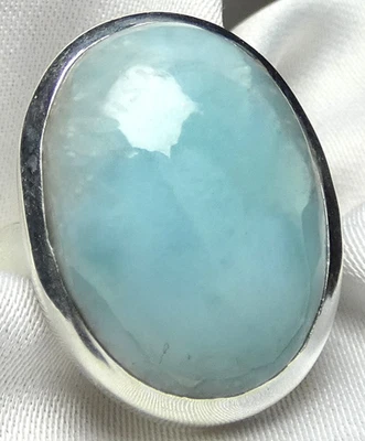 💙 Larimar Ring 925 Silber Gr. 56 (17,8) Statement Cabochon UNIKAT 💙 - Bild 1 von 4