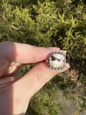Solid Sterling Wild Horse Jasper Ring Sz 8