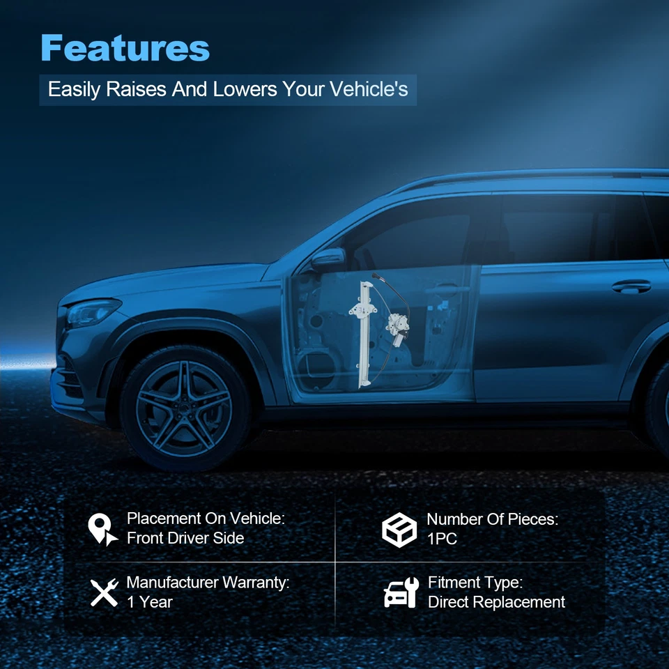 Regulador de ventana lateral del conductor delantero y conjunto de motor para Nissan Versa 2007-2013 Foto 3 de 4