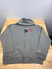 Top of the World Oklahoma Sooner Jacket mens L Gray Zip Hooded College 11877