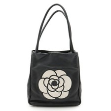 Chanel Camellia Leather 2Way Bag Women Black One Size