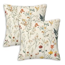 Wildflower Throw Pillow Covers 18x18 18" x 18" Pack of 2 Vintage Wildflower