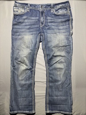 Rock Revival Jeans Womens 34 Easy Boot Diella Denim Blue Embellished Pockets