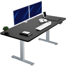 VIVO Electric 60” x 30” Stand Up Desk Workstation, Black Table Top, Gray Frame