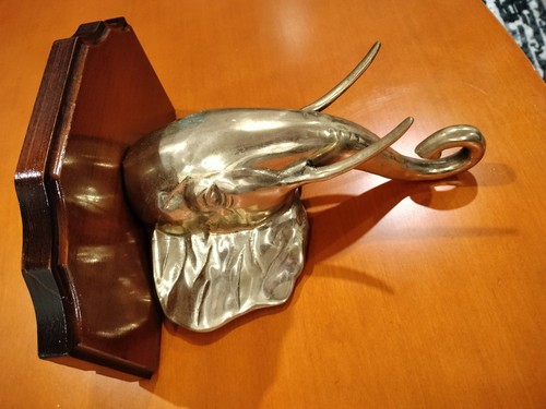 Vintage Brass Elephant Wood Wall Shelf Sconce Decorative Hollywood Regency Style - Picture 3 of 12