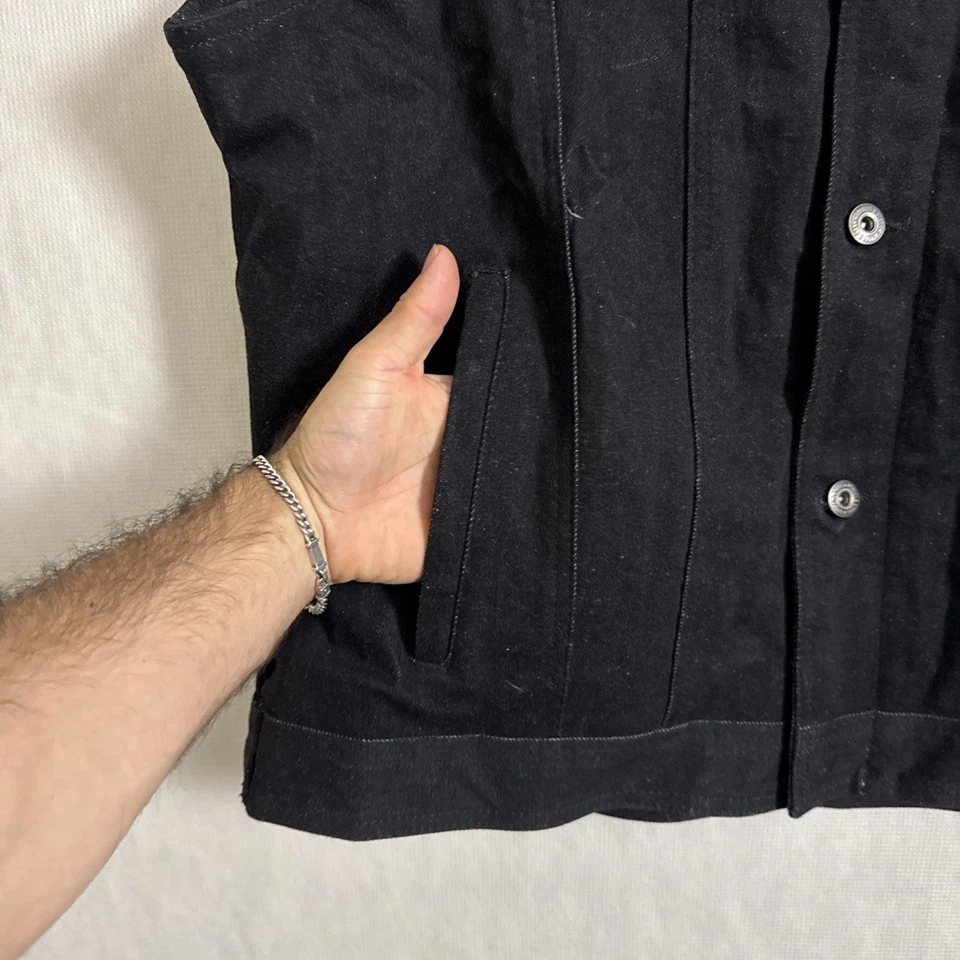 Street & Steel Men's XL Black Denim Motorcycle Vest Sleeveless Biker Jacket - Image 3 of 4