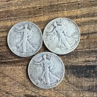Liberty Walking Half Dollar Silver Coins 1941 Circulated Lot of 3