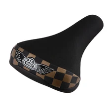 SE Racing Flyer BMX bicycle seat saddle, 8mm rails CHECKERBOARD BLACK/GOLD