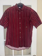 Vintage 90s Tommy Hilfiger Shirt Mens Large Red Striped Lion Crest Short Sleeved