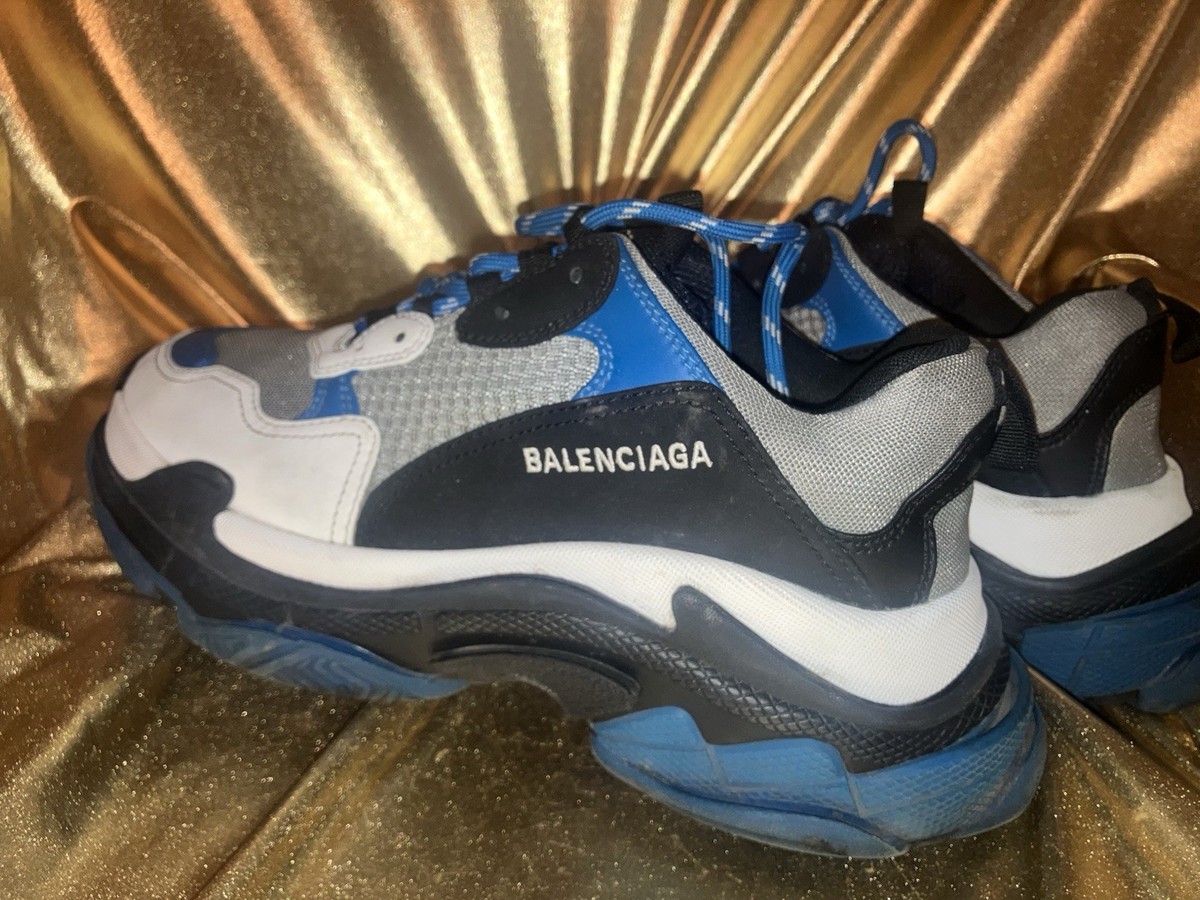 Size 8 - Balenciaga Triple S Sneaker Shoes Black Blue Mens | eBay