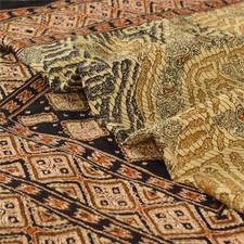 Sanskriti Vintage Indian Sarees Crepe Hand Embroidered Premium Sari Craft Fabric