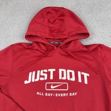 Nike Therma-FIT Just Do It Hoodie Men's Small S Red Pullover Activewear