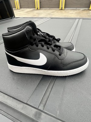 Nike Men Ebernon Mid Black White Leather Athletic Basketball Shoe Sneakers Sz 11