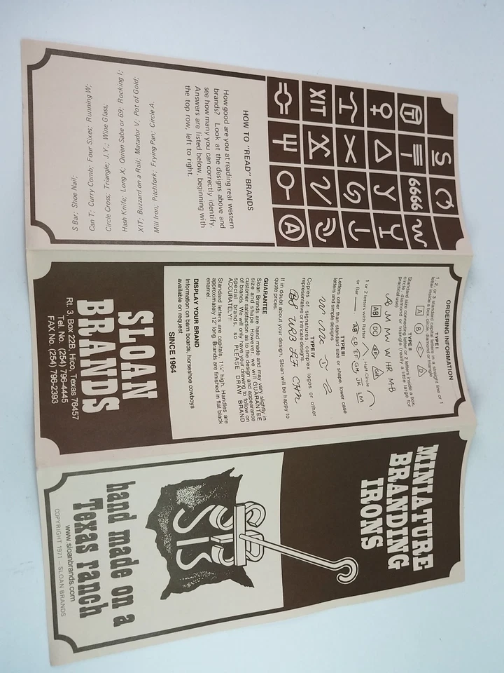 Sloan Brands Miniature Branding Irons Manual 1971 - Image 3 of 3