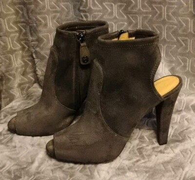 MK Peep Toe Grey Gray Suede Heels Boots Booties Size7.5 M Soft Michael Kors 