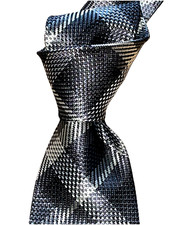  280 NWT TOM FORD Dark GRAY w/white Overcheck 3.5" Men woven silk neck tie ITALY