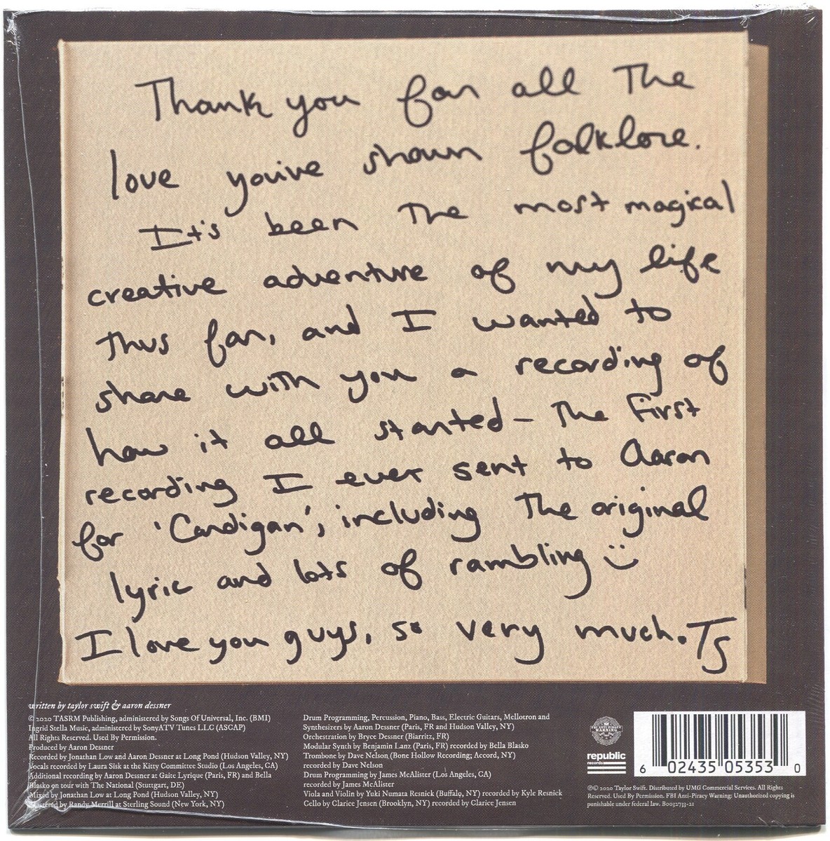 GOLD VINYL---- TAYLOR SWIFT cardigan 7