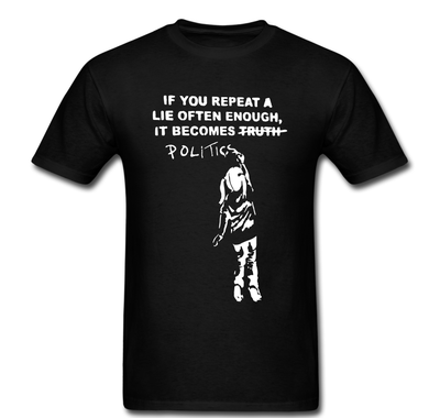 Banksy Quote Tote Bag – “If You Repeat A Lie Often Enough It Becomes Politics” Shoulder Bag - View #10