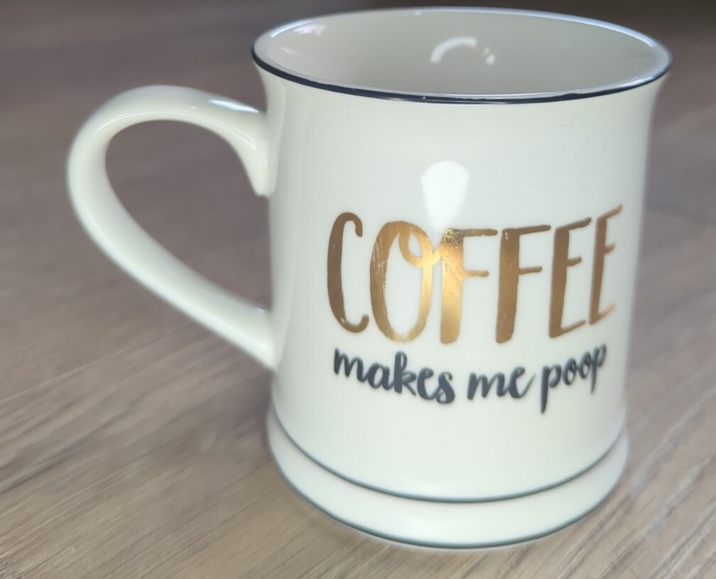 Sass & Belle Novelty ""Coffee Makes Me Poop"" Mug Humourous Funny Gold