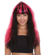 HPO Adult Women's Premium Black Pink Streak Draculaura Monster Wig,HW-1431A
