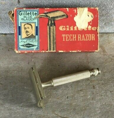 Vintage Gillette Tech Safety Razor In Original Box Ebay