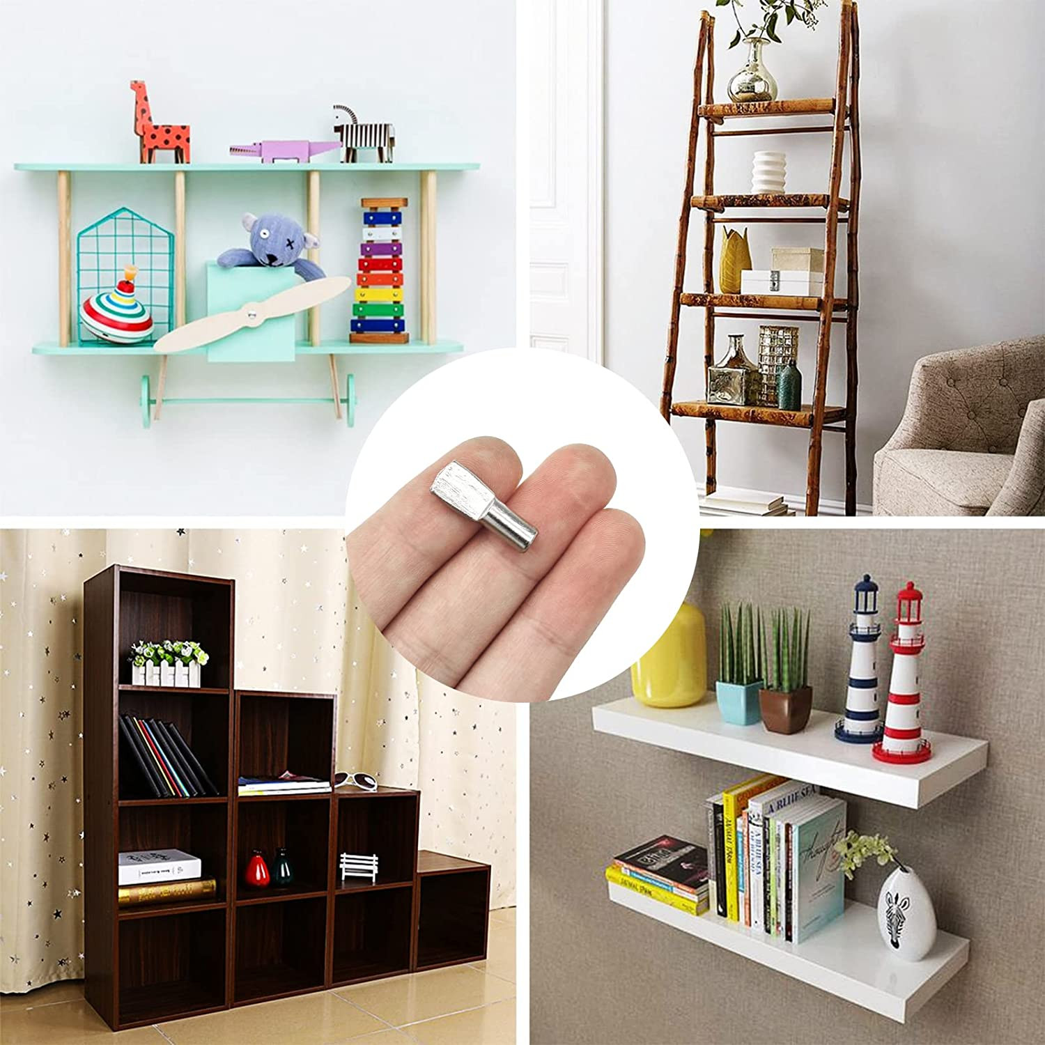 100 Pcs Shelf Pins, 5Mm Spoon Shape Nickel Plated Shelf Support Pegs for Bookshe