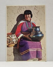 Vtg Postcard 1985 Maria, Famous Pottery Maker, San IIdefonso Pueblo, New Mexico