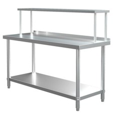 Commercial Kitchen Prep Table + Overshelf Stainless Steel Worktop Bench Station
