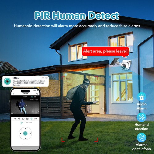 2MP Solar Security Camera Battery Powered Outdoor 2.4GHz WiFi CCTV PTZ Camera - Picture 7 of 13