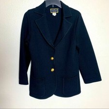 Gold Crown By Le Roy 100% Wool Black Jacket With Golden Buttons Size Small