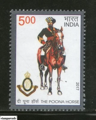 INDIA 2017 El caballo Poona sello uniforme militar 1v MNH - Imagen 1 de 2