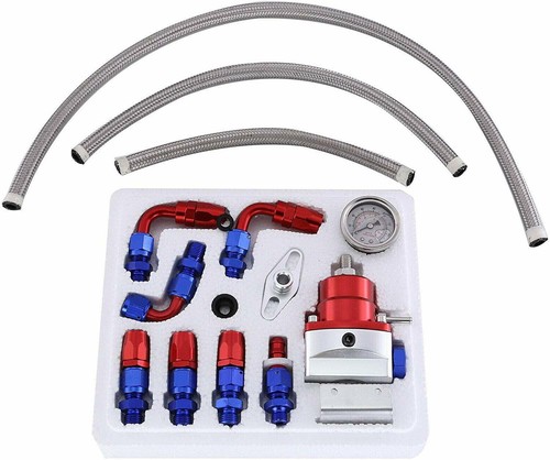 Kit regulador de presión de combustible ajustable universal AN6 ajuste medidor de aceite 160PSI - Imagen 2 de 10
