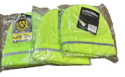 Occunomix Cold Stress Winter Beanies, Set of 3, Flourescent Yellow