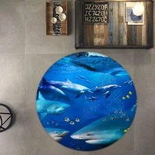 3D Blue Dolphin Shark ZHUA2392 Game Non Slip Rug Mat Photo Carpet Amy