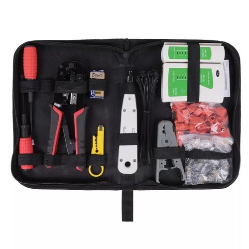 Netzwerk Reparatur Werkzeug Set Crimpzange Stecker RJ45 RJ11 UTP Netzwerktester* - Afbeelding 14 van 24