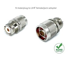 2pcs N Adapter N Male to UHF Female Teflon Insulation Gold Pin Nickel Plated