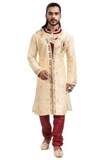 itailorman Ethnic Men Indian Design Gold Kurta Churidar for 2pc