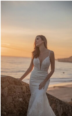 martina liana wedding dress Long-Sleeve Lace Fit-and-Flare Wedding Dress
