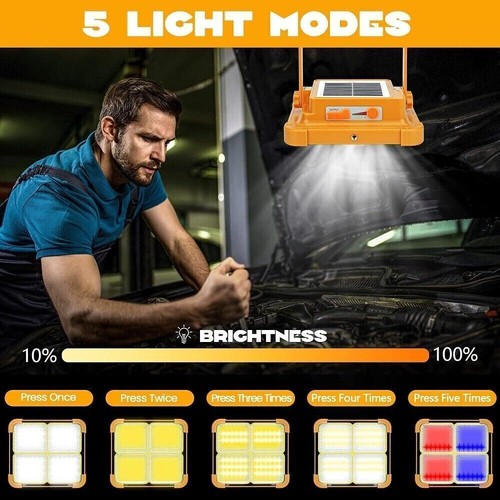 3000W Portable Solar Rechargeable LED Work Light Camping Garage Flood Light IP66 - Picture 4 of 12