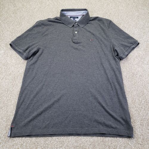 Tommy Hilfiger Custom Fit Size XXL 2XL Mens Polo Shirt Short Sleeve Gray Heather - Afbeelding 1 van 10