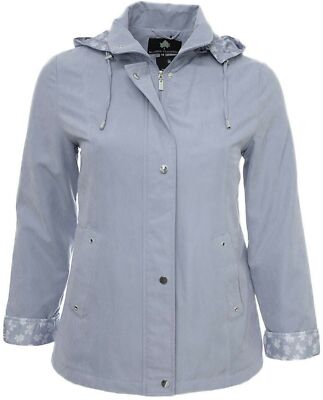 Ladies Long Lined Jacket Hooded Lightweight Lined Parka Full Zip Poppers