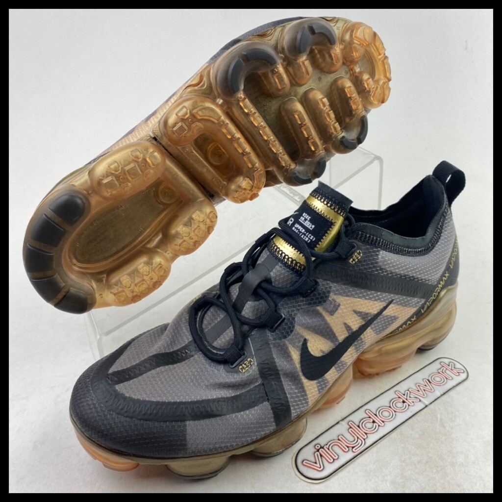 Nike‎ Air VaporMax 2019 Shoes Mens Size 11 Black Running AR6631-002 Sneakers Nike Air Vapormax 2019 Black Gold Running Shoes AR6631-002  main image 3
