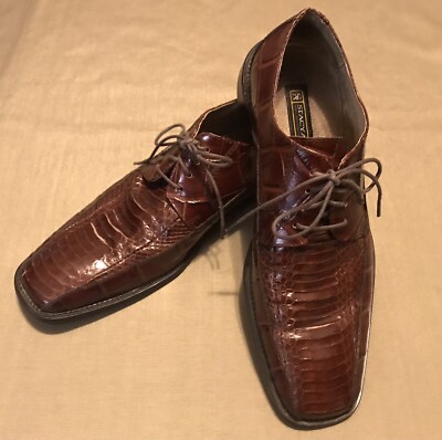 Stacy Adams Brown Genuine Snakeskin Lace Up Dress Oxfords Shoes Men\'s 10 M Stacy Adams Mens 11.5 M Brown Genuine Snakeskin Leather  main image 2