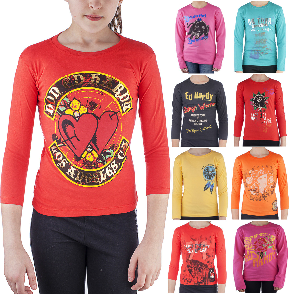 Ed Hardy 100% Cotton Toddlers Girls Long Sleeve T-Shirt