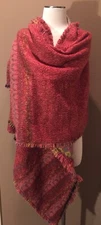 96”x27” Oversized Brick Red Woven Lixe Shawl Wrap Blanket Scarf W Fringe