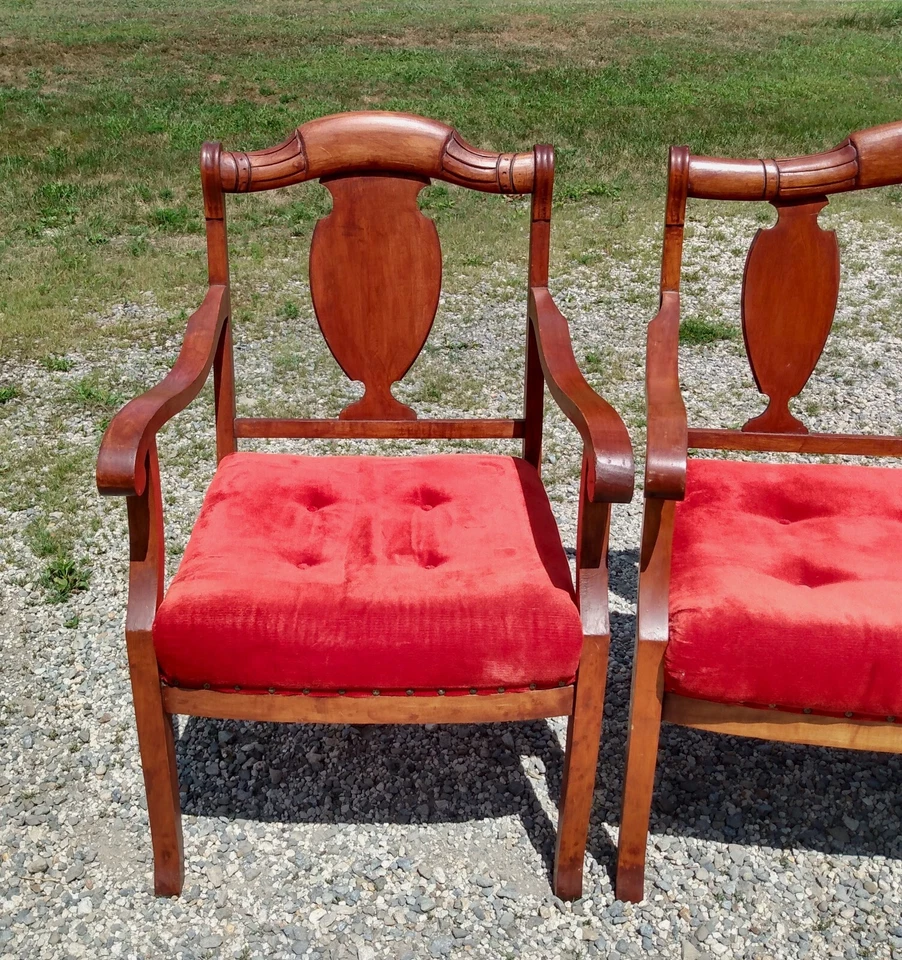 Antiguo juego de 3 mecedoras y sillas victorianas de salón 1930 Foto 4 de 4