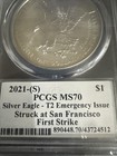 Silver 1 Oz 999 2021s Eagle Covid Yr EmilyDamstra Top Pop Pcgs  Ms70 T2 Ep — photo 8