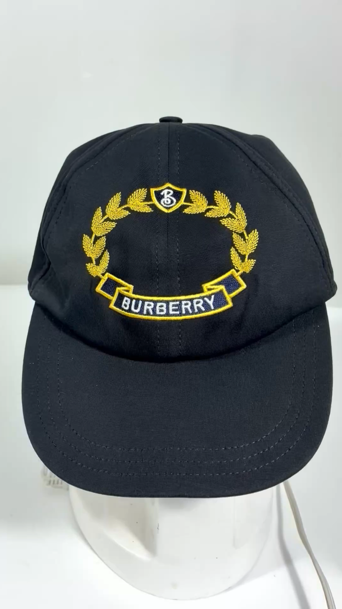 Burberry Oak Leaf Crest Embroidered Cotton Baseball Cap Black